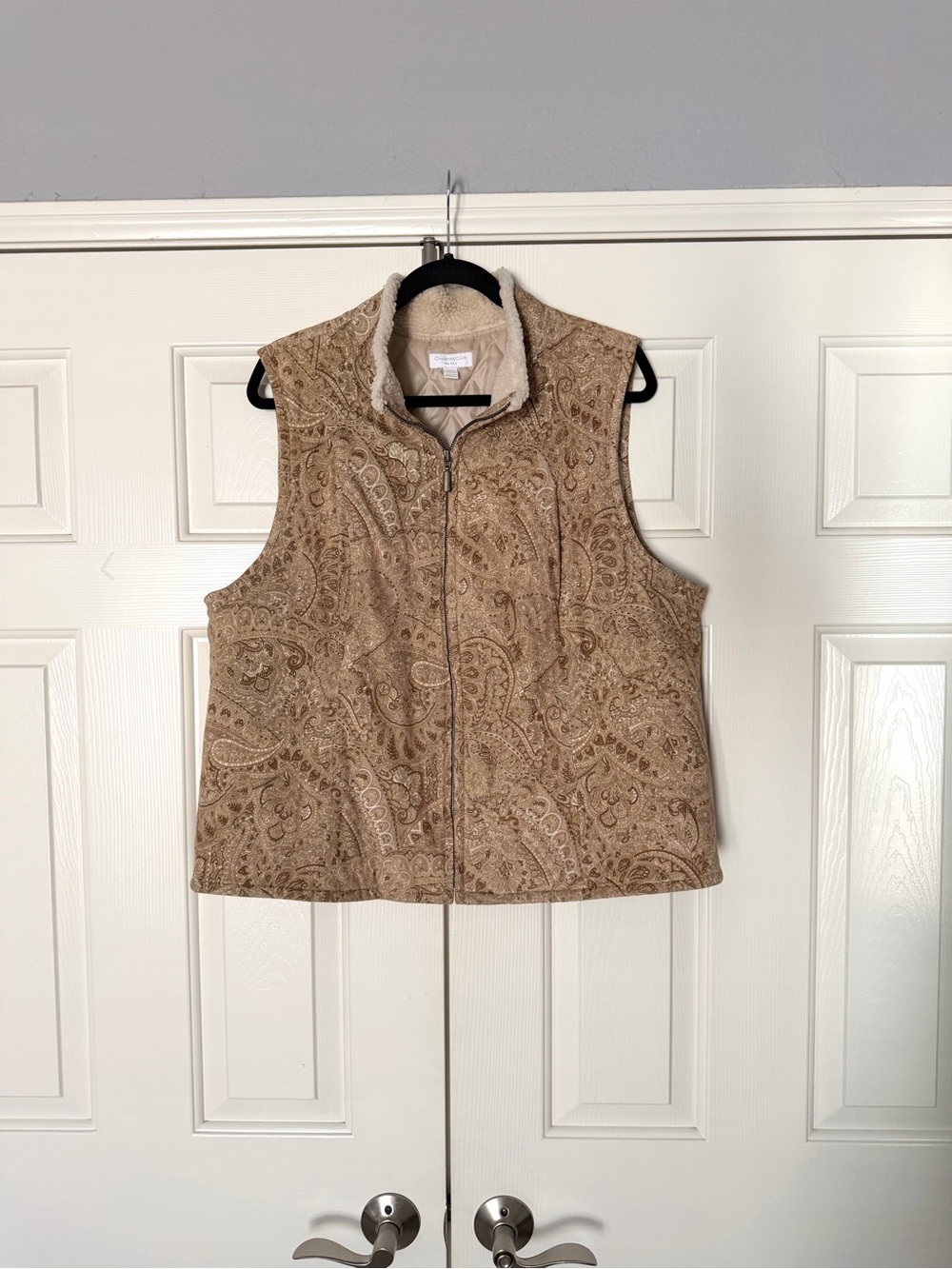 Charter Club Tan Paisley Fleece-Lined Vest